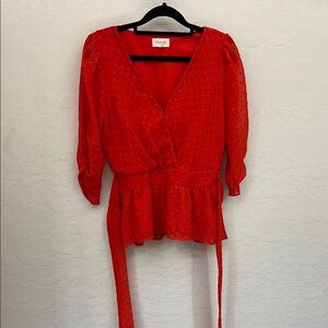 Meraki Red Wrap Top